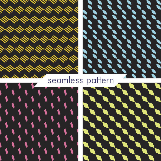 集四个矢量无缝几何模式。古董textur图片下载
