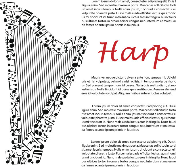 竖琴与音符的信息图形设计图片下载