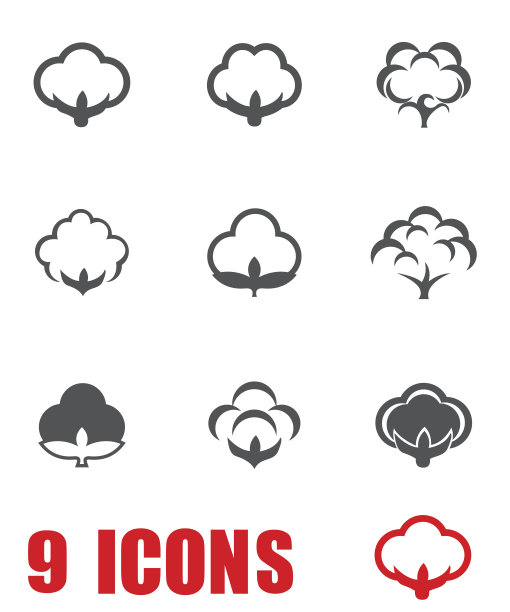 向量灰色棉花图标设置在白色的背景图片下载