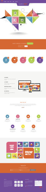 一页商业网站模板，专业矢量设计。图片下载