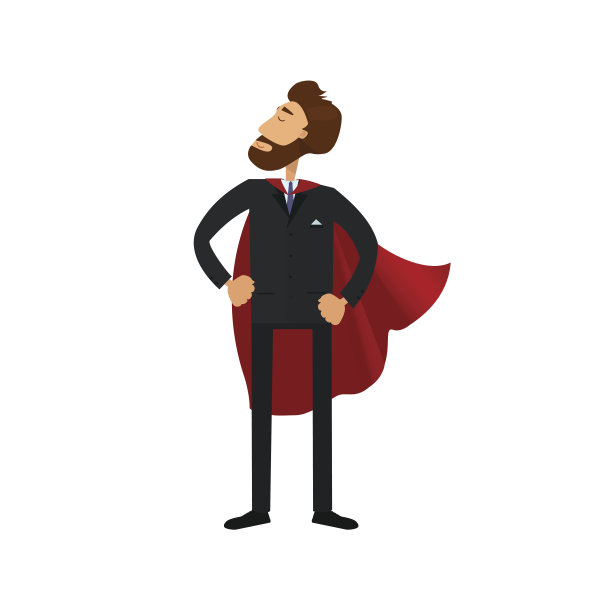 卡通向量超级英雄bisinessman。成功的经理被孤立在白色的背景下图片下载