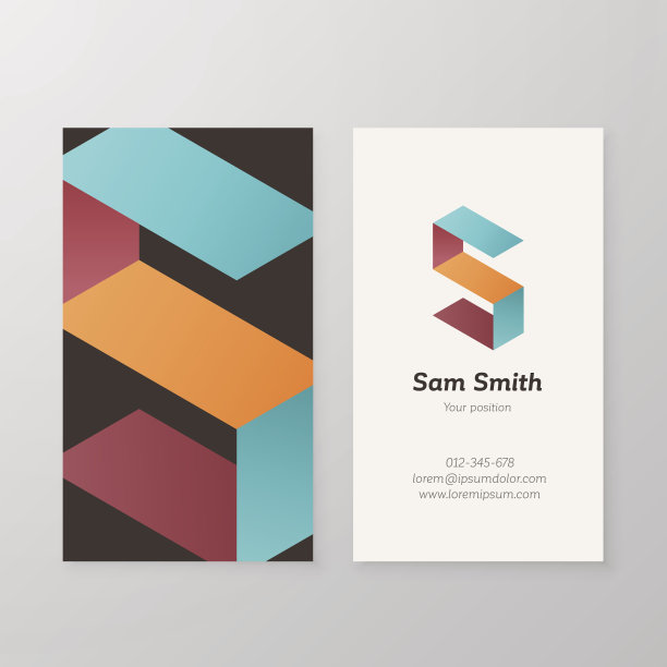 名片等距标志字母S矢量模板。图片下载