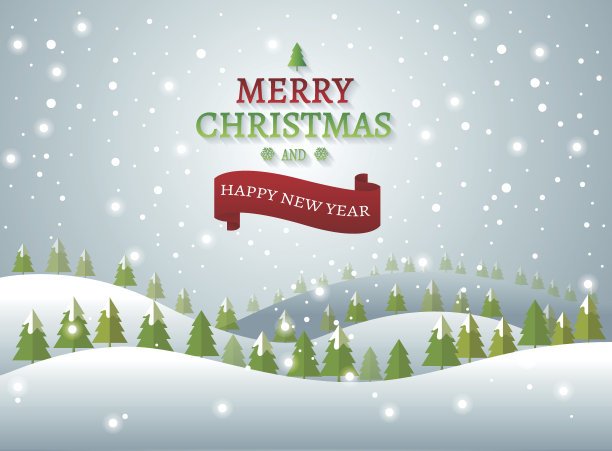 圣诞和新年背景与圣诞树景观图片下载