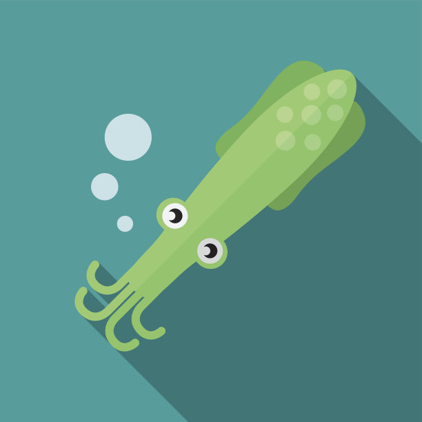 鱿鱼平面图标插图图片下载