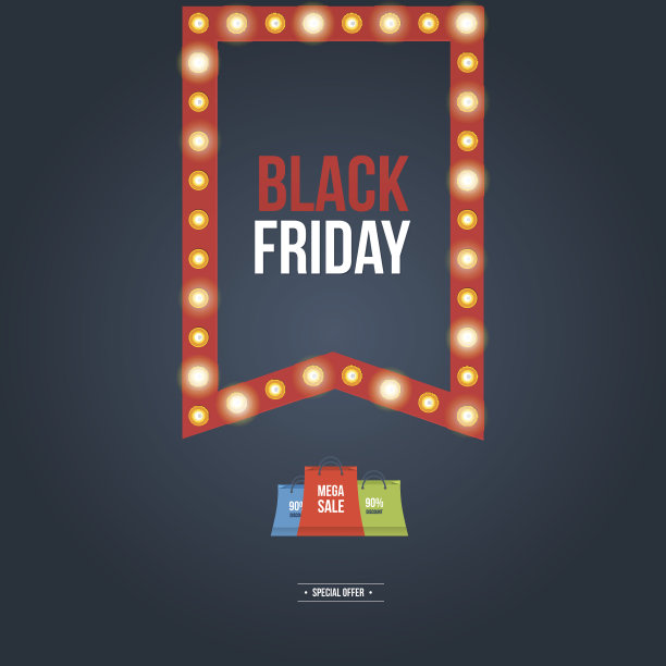 黑色星期五促销设计模板。复古的框架。图片下载