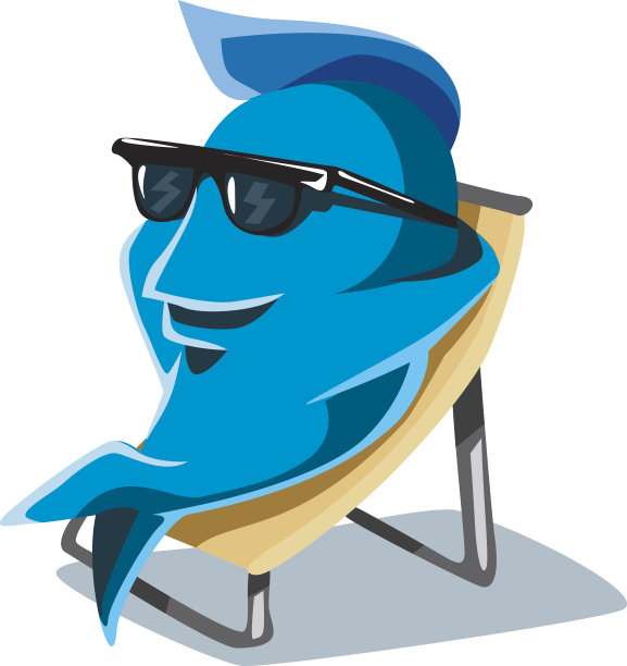 酷有趣可爱的家伙卡通人物鱼日光浴图片下载