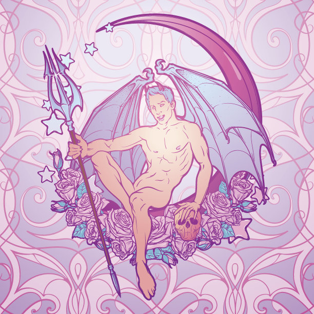 万圣节的恶魔坐在月亮上图片下载