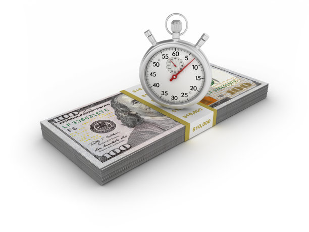 100美元与秒表堆叠图片下载