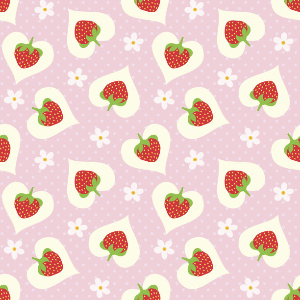 草莓花无缝图案图片下载