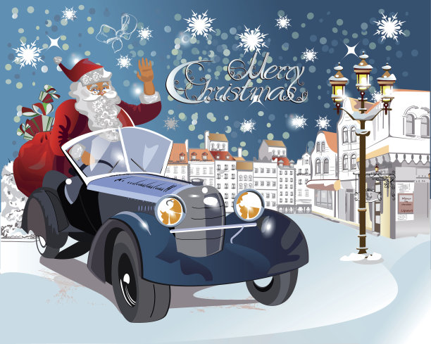 有圣诞老人的圣诞贺卡。图片下载