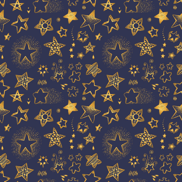 无缝模式与涂鸦星星。素材图片