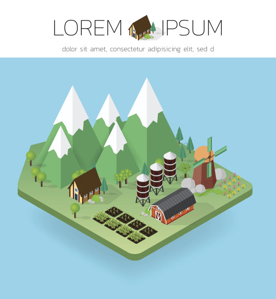 农场等距景观图片下载