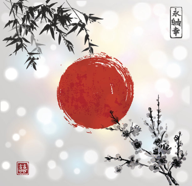 竹叶，阳光，樱花盛开图片下载