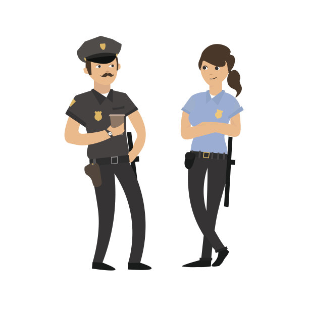 穿制服的警察和女警察。向量图片下载