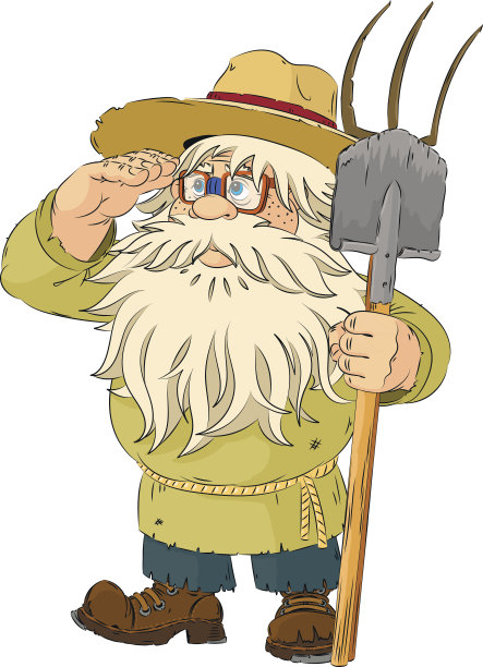 可怜的老村民，拿着耙子和干草叉的工人。图片下载