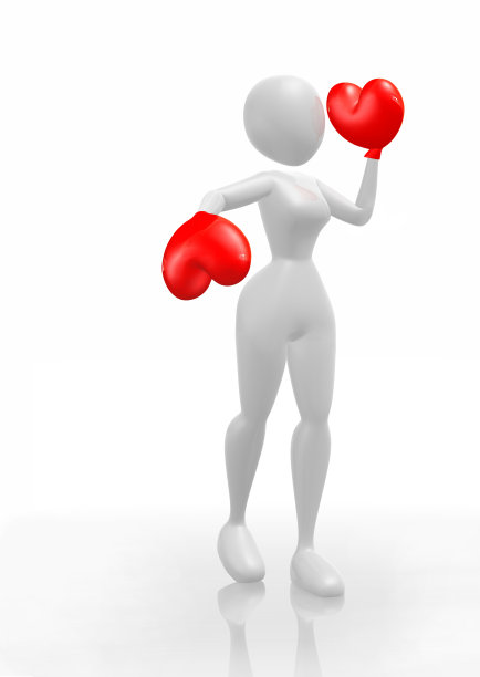 女拳击手用心形手套出拳图片下载