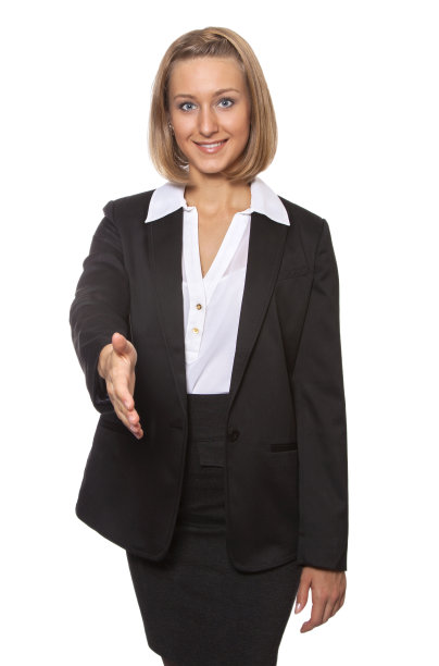 美丽的女商人伸出手来迎接图片下载