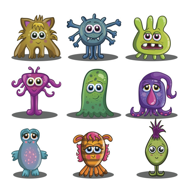 一大堆可爱的卡通怪物图片下载