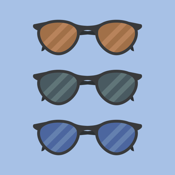 一套太阳镜孤立在蓝色背景素材图片
