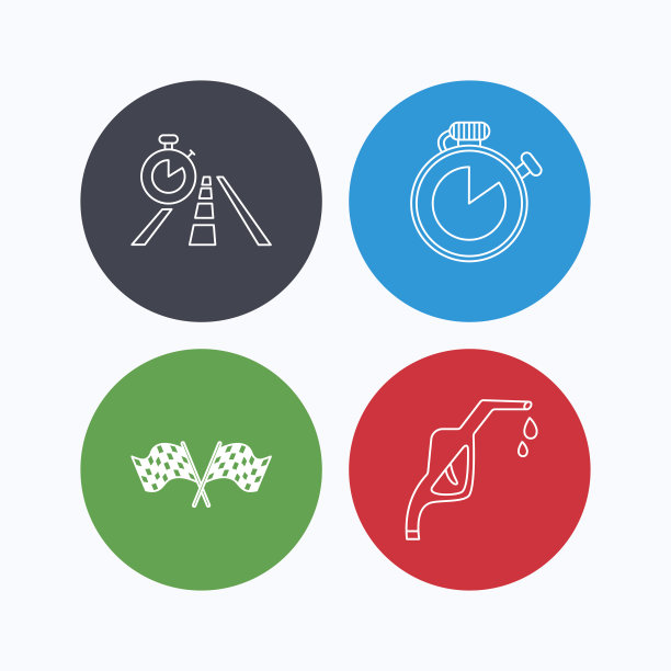 比赛旗帜，旅行计时器和加油站。图片下载