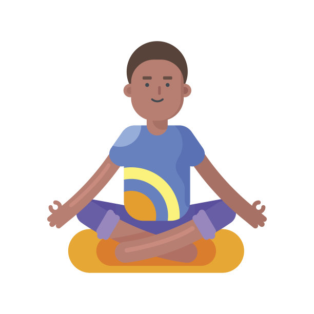 做瑜伽的非裔美国男人插画图片下载