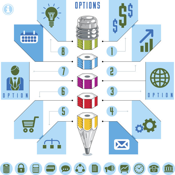 创意信息图概念，铅笔中心绘图方案图片下载