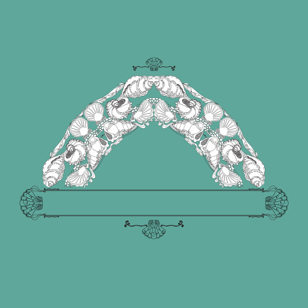 手绘矢量装饰与贝壳和波浪。图片下载