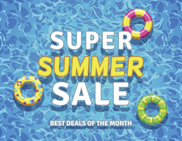 矢量夏季销售背景与游泳池环图片下载