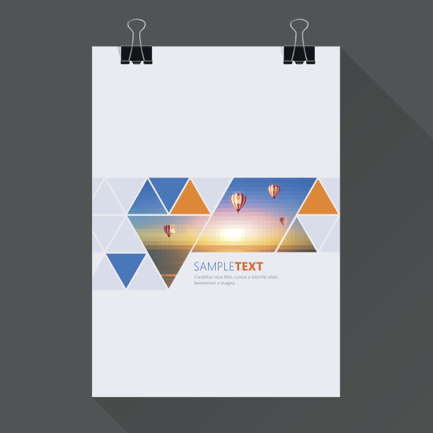 现代矢量飞行设计，与日落和飞行气球图片下载