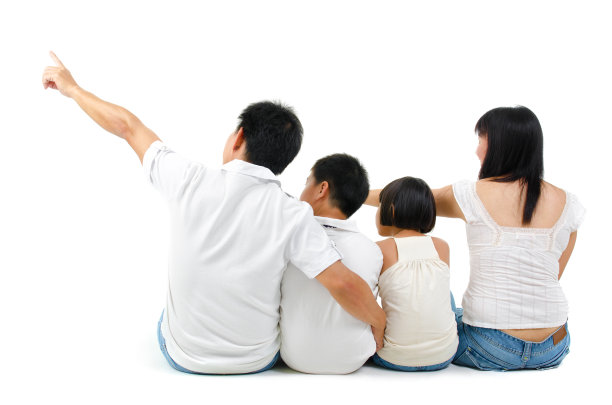 亚洲家庭的后视图图片下载