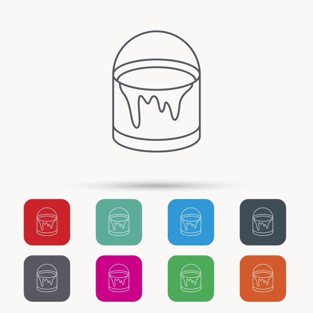 桶的油漆图标。油画框的迹象。图片下载