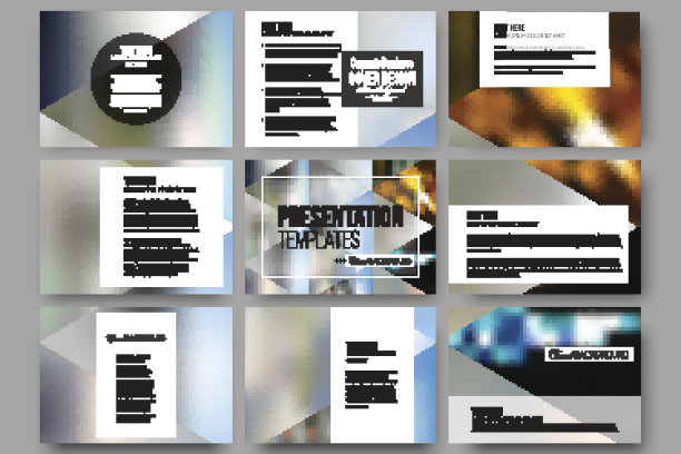 用于演示幻灯片的9个模板集。抽象的彩色的背景图片下载