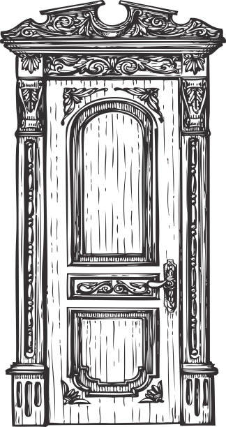 徒手画的门。素描向量图片下载