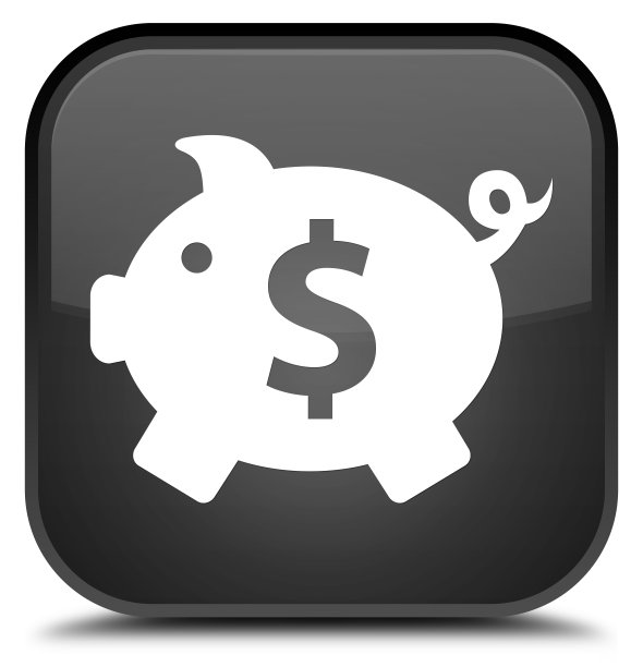 存钱罐(美元符号)图标特殊的黑色方形按钮图片下载