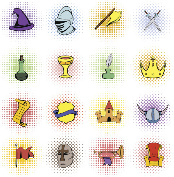 中世纪漫画图标套装图片下载