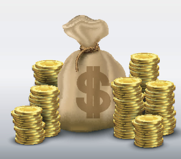 钱袋里装着金币和美元图片下载