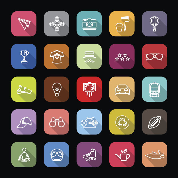 时髦的线条图标与长影子图片下载