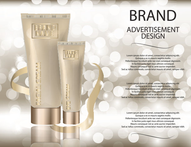 迷人的面部，一个眼霜罐在闪闪发光的效果背景。图片下载