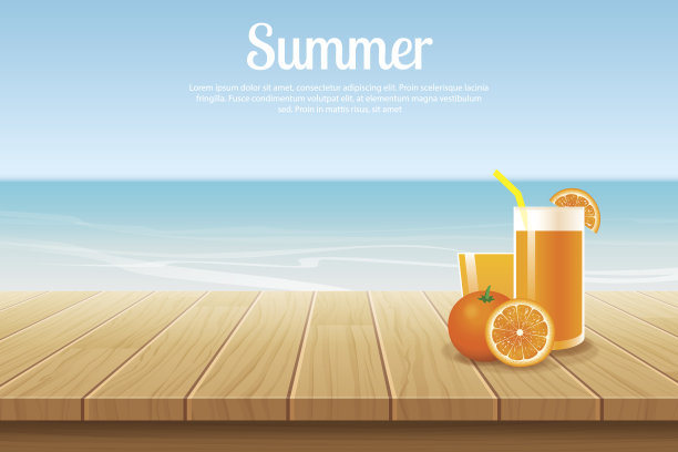 夏季背景蓝色天空与海洋和木制产品图片下载