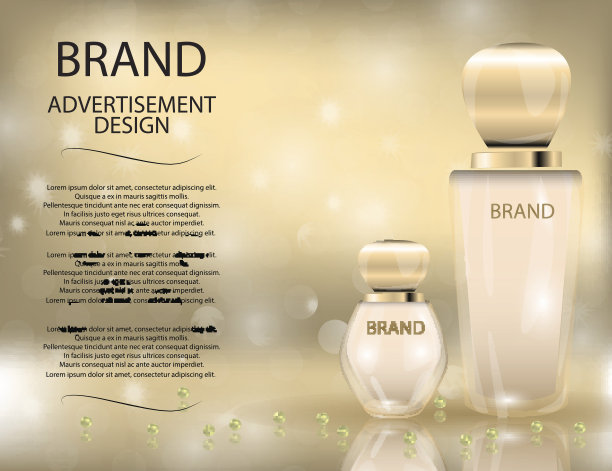 迷人的香水玻璃瓶上闪闪发光的效果背景。图片下载