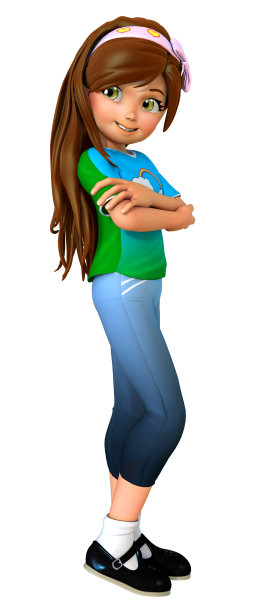 可爱女孩3D插画图片下载