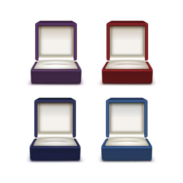 一套空的彩色打开礼物珠宝盒图片下载