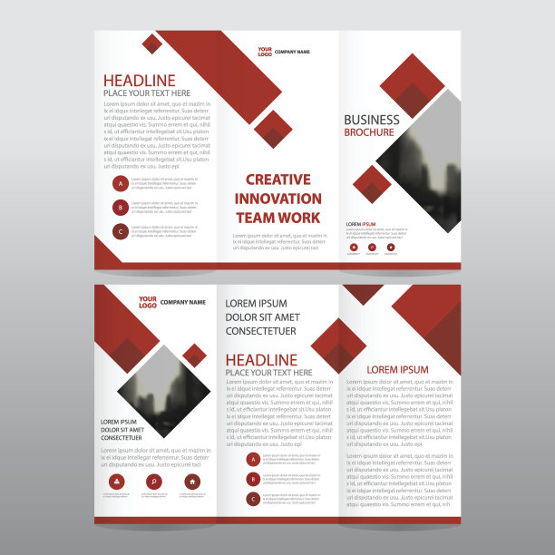 红三角业务三联传单宣传册宣传单报告模板矢量图片下载