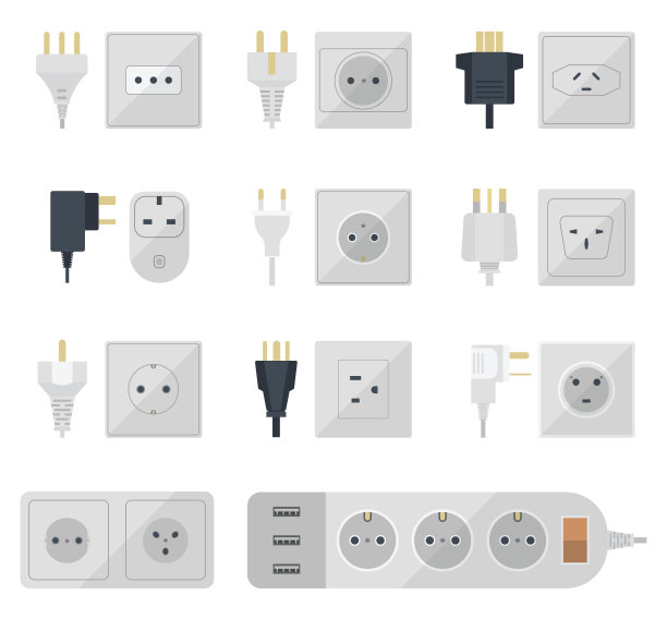 电源插座插头矢量图。图片下载