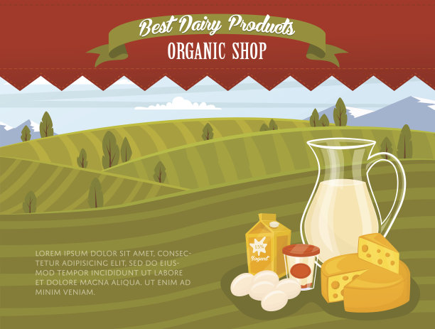 带有乡村景观的有机商店横幅图片下载