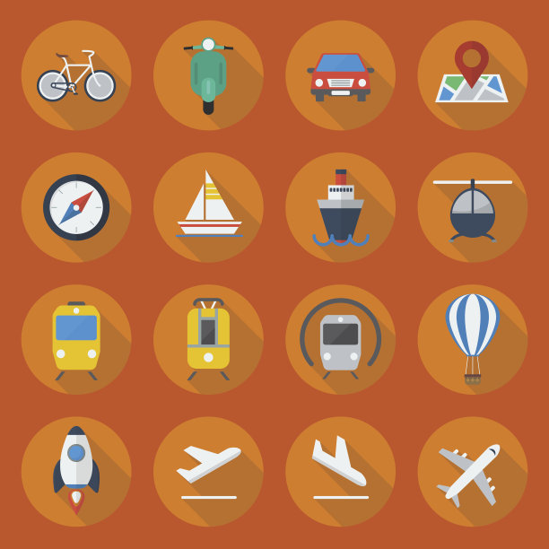 运输平面图标集图片下载