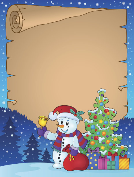 羊皮纸圣诞雪人主题1图片下载