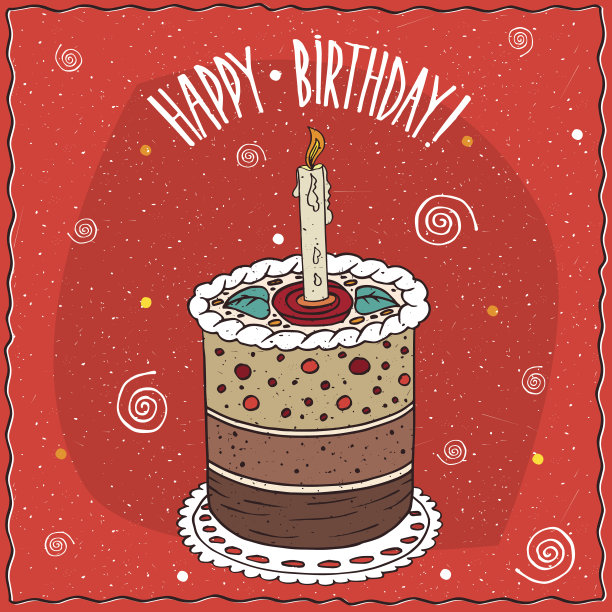 蛋糕圆的形状与燃烧的蜡烛图片下载