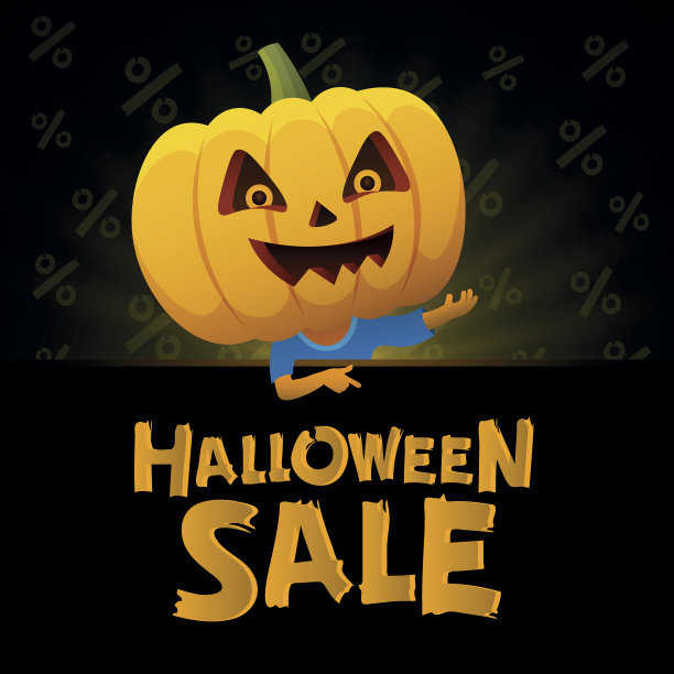 万圣节促销黑色背景。有趣的万圣节人士。图片下载