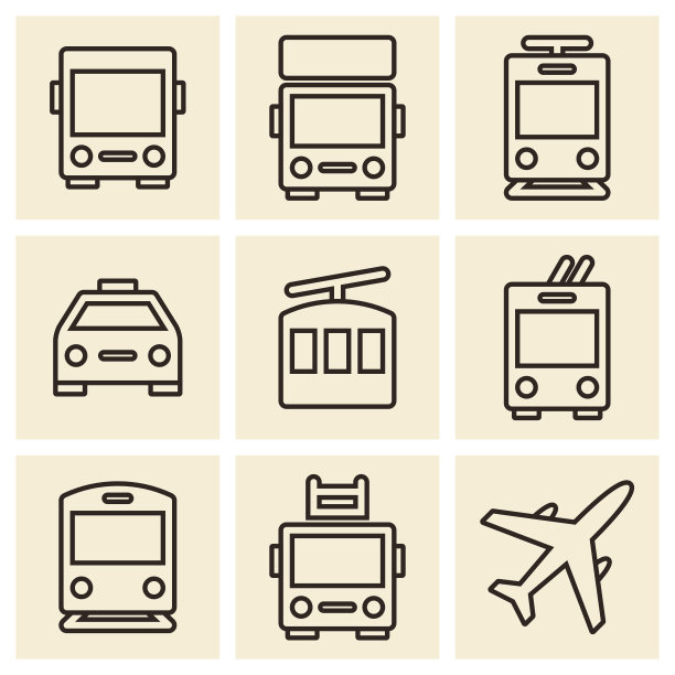 白色背景上孤立的公共交通图标图片下载